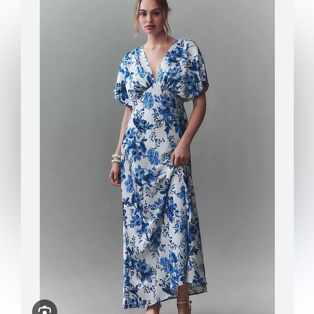 BHLDN Blue Floral Maxi Dress
